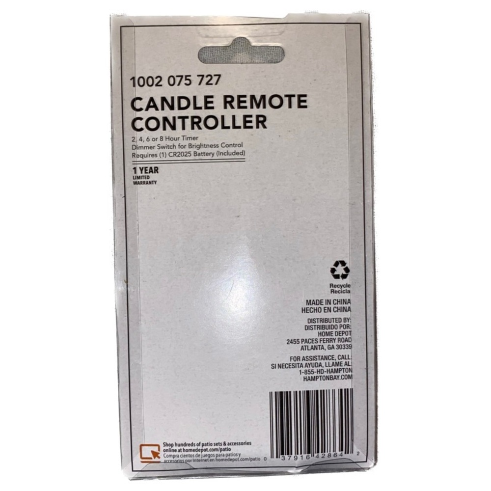 Hampton Bay 10-Button Candle Remote Controller, 1002 075 727 - Picture 2 of 2